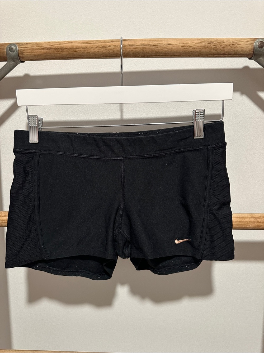 Nike Black Bike Shorts with Light Pink Swoosh